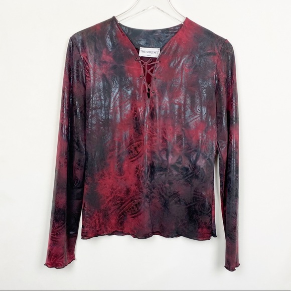 The Sublym's Paris Stretch Knit Paidley Lace Top - Picture 1 of 9